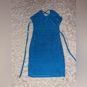 blue dress with ties in back